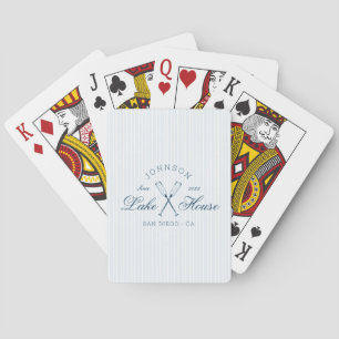 Jeu De Cartes Maison de lac rustique moderne Rames Rayures bleue