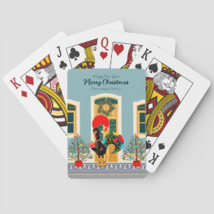 Jeu De Cartes Maison de Noël portugaise avec Rooster Salutations