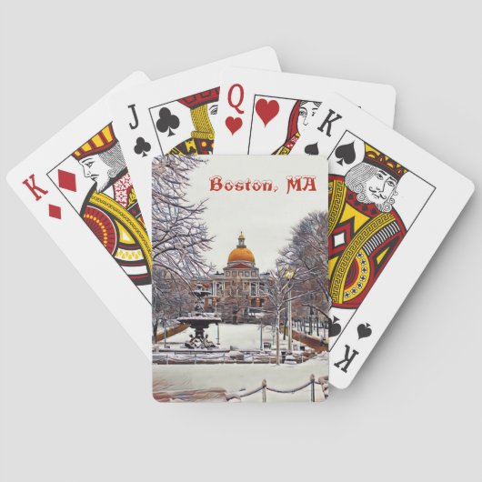 Jeu De Cartes Maison d'état de Boston en hiver (dos)
