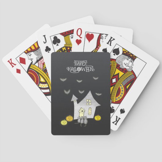 Jeu De Cartes Maison d'Halloween, Chats noirs, Chats, Chauves-so (dos)