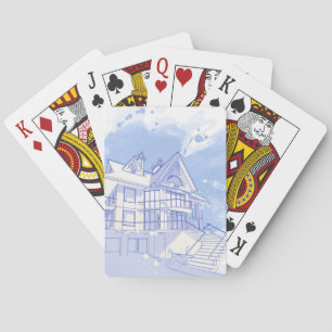 Jeu De Cartes maison: trait d'aquarelle