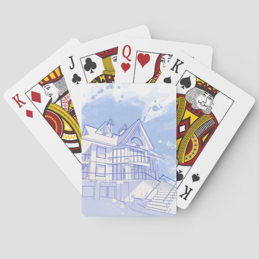 Jeu De Cartes maison: trait d'aquarelle (dos)