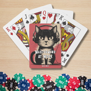 Jeu De Cartes Maître d'ouvrage Chat Noir Drôle Rétro Vintage