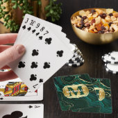 Jeu De Cartes Malachite vert foncé et veines de strates de feuil (In Situ)