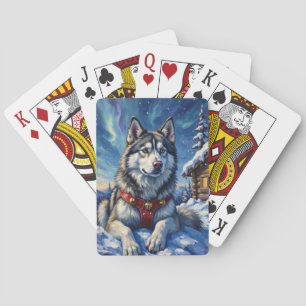 Jeu De Cartes Malamute d'Alaska Pôle Nord Noël d'hiver
