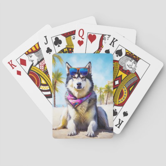 Jeu De Cartes Malamute d'Alaska sur la plage, cadeau d'été (dos)