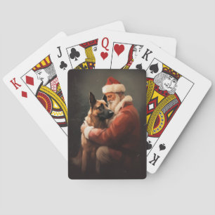 Jeu De Cartes Malinois belge avec le père Noël festif de Noël