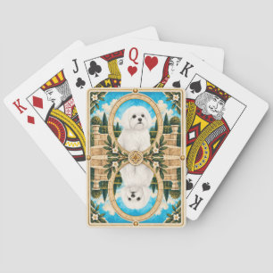 Jeu De Cartes Maltais, Art de chien à l'aquarelle vintage