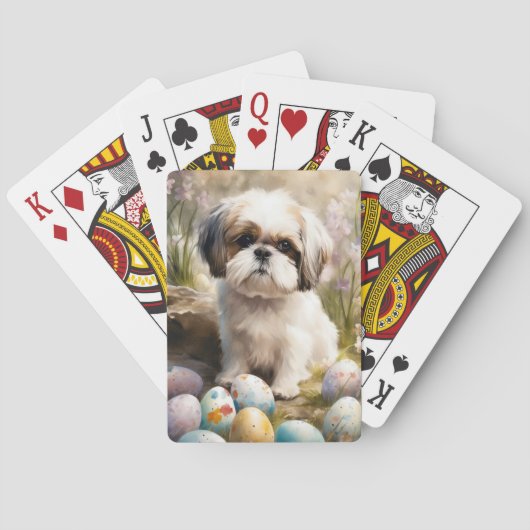 Jeu De Cartes Malti Tzu Chien avec Oeufs de Pâques Vacances (dos)