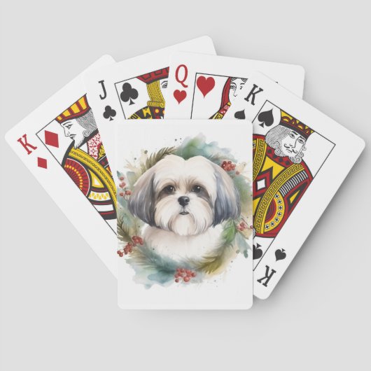 Jeu De Cartes Malti Tzu Christmas Wreath Festive Pup (dos)