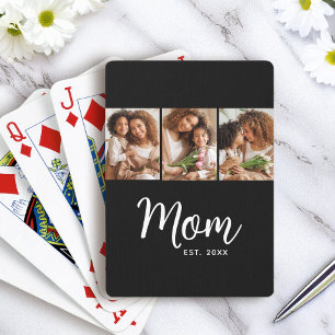 Jeu De Cartes Maman Date de Création Écriture Blanche sur Fond N