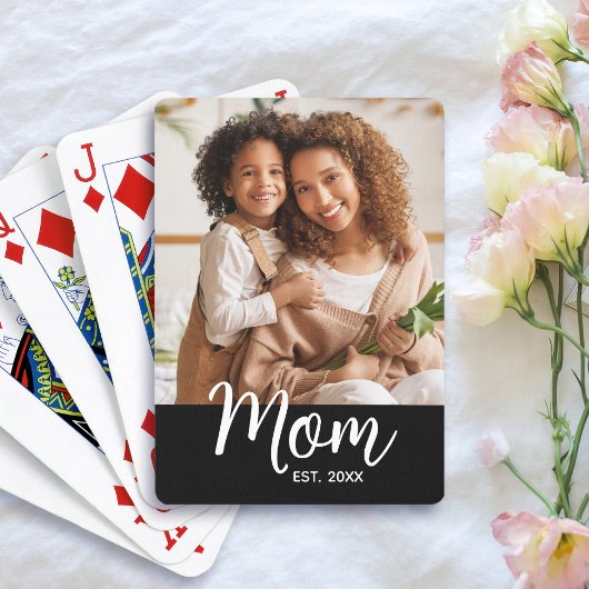 Jeu De Cartes Maman Date d'Établissement Écriture Blanche sur Ph