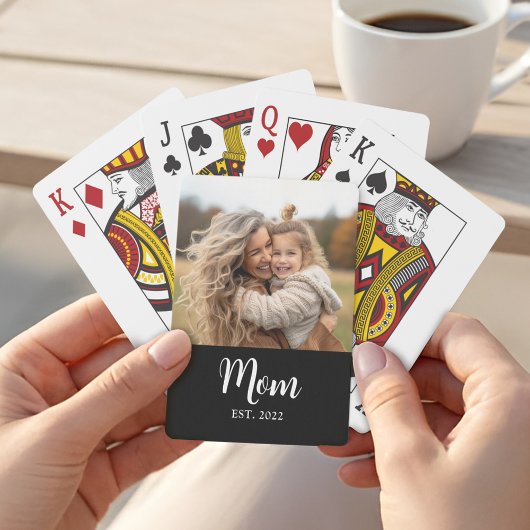 Jeu De Cartes Maman Texte de script établi Photo noire