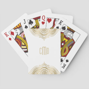Jeu De Cartes Mandala d'or en blanc