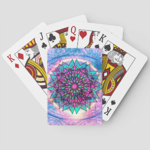 Jeu De Cartes Mandala en verre souillé de pastel