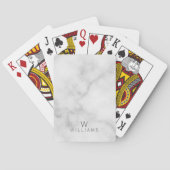 Jeu De Cartes Marbre blanc avec monogramme et nom personnalisés (dos)