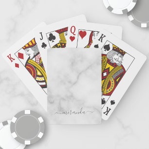 Jeu De Cartes Marbre blanc de nom personnalisé de script moderne