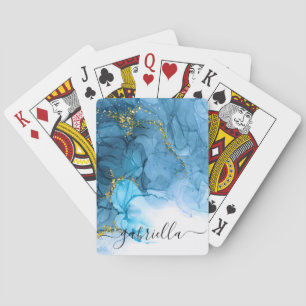 Jeu De Cartes Marbre bleu Abstrait