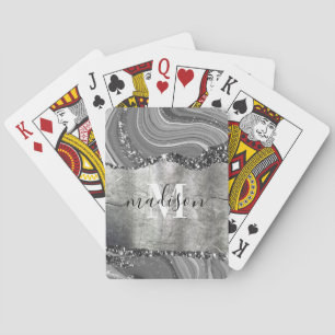 Jeu De Cartes Marbre métallique et argent