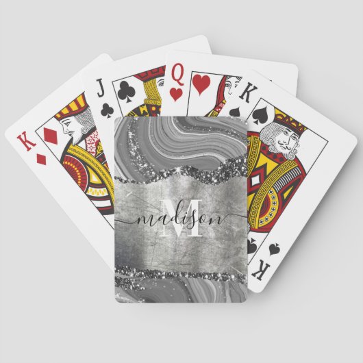 Jeu De Cartes Marbre métallique et argent (dos)