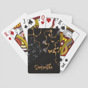 Jeu De Cartes Marbre noir et Parties scintillant