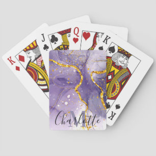 Jeu De Cartes Marbre pourpre et doré