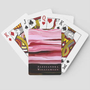 Jeu De Cartes Marbres personnalisés rayures rose burgundy ombré