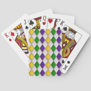 Jeu De Cartes Mardi Gras Arlequin Diamant Motif Blanc
