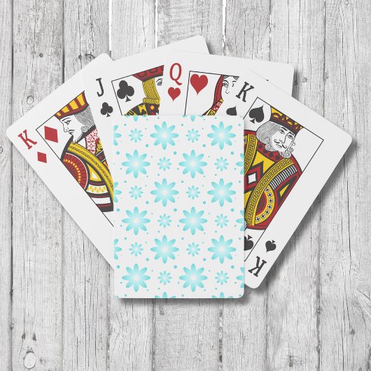 Jeu De Cartes Marguerite délicate blanche et turquoise, point mo
