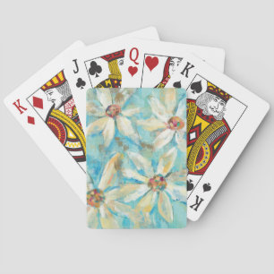 Jeu De Cartes Marguerites blanches sur fond bleu