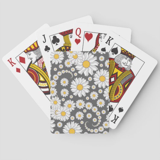 Jeu De Cartes Marguerites blanches sur fond gris (dos)