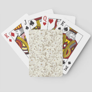Jeu De Cartes Marguerites en blanc et marron sur fond blanc cass