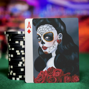 Jeu De Cartes Maria Sugar SKull Roses rouges