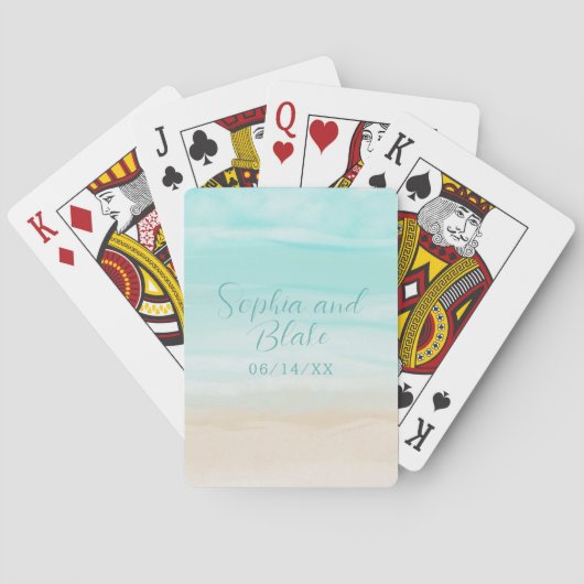 Jeu De Cartes Mariage Abstrait moderne sur la plage (dos)