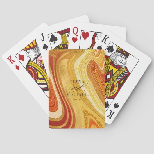 Jeu De Cartes Mariage Agate Abstrait Hot Orange ID827 (dos)