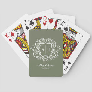 Jeu De Cartes Mariage Blason de Monogramme de Sauge Botanique Ba