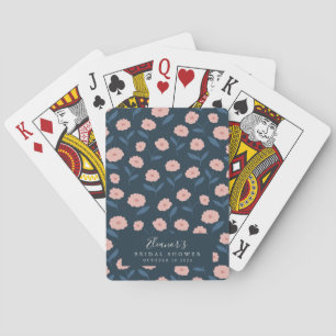 Jeu De Cartes Mariage Bohème Personnalisé Fleurs Roses et Bleu M