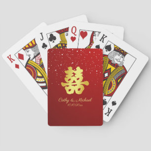 Jeu De Cartes Mariage chinois rouge flocon de neige double bonhe