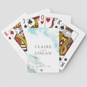 Jeu De Cartes Mariage côtier des vagues bleues