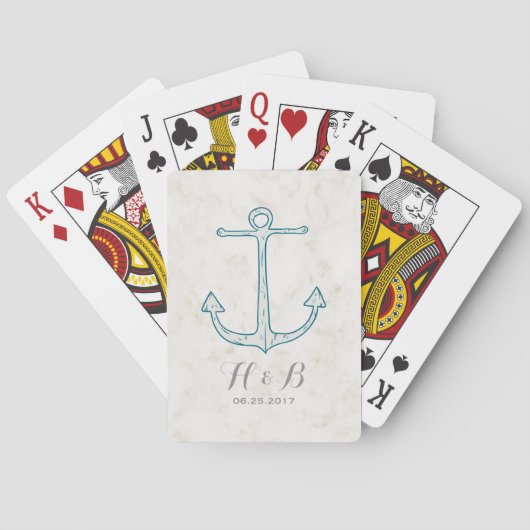 Jeu De Cartes Mariage d'Ancres Royal Blue Rustic (dos)