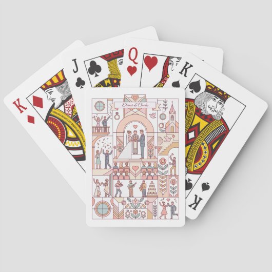 Jeu De Cartes Mariage de conte de fée Art Déco (dos)