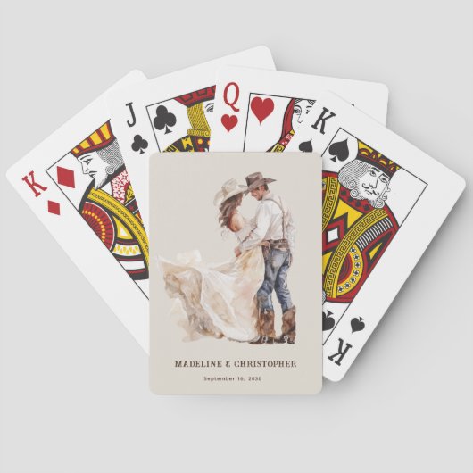 Jeu De Cartes Mariage de couple western rustique (dos)