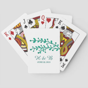 Jeu De Cartes Mariage de feuillage simple vert