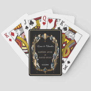 Jeu De Cartes Mariage de Nuit de Casino Art Déco Noir Or Élégant