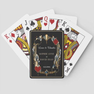 Jeu De Cartes Mariage de nuit de casino Art Déco noir or Navy Gl