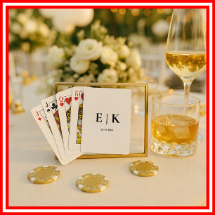 Jeu De Cartes Mariage Élégant Moderne Monogramme Simple Noir Bla