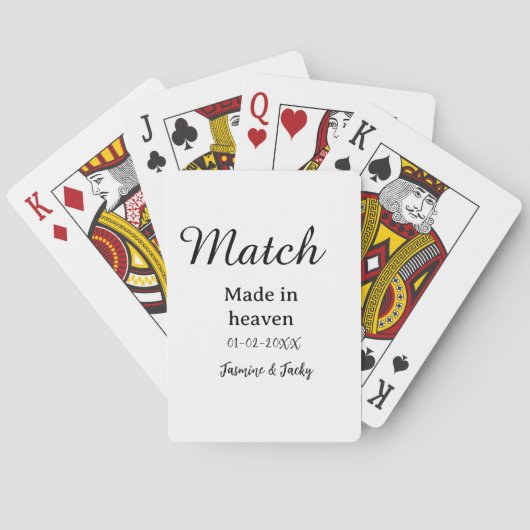 Jeu De Cartes Mariage fait au ciel nom date simple calligra (dos)