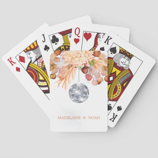 Jeu De Cartes Mariage Floral Disco Ball Élégant Chic (dos)