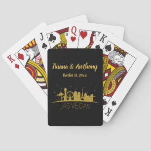 Jeu De Cartes Mariage Gold et Black Skyline Las Vegas