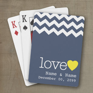 Jeu De Cartes Mariage Memento avec motif chevron moderne